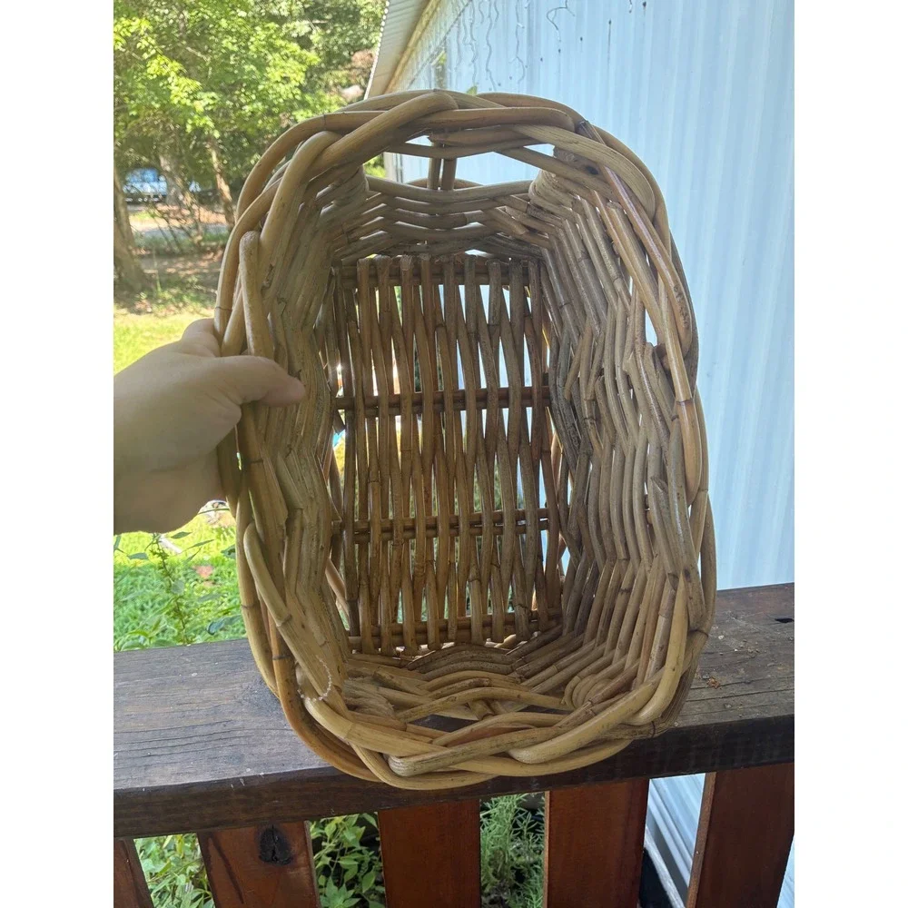 Unbranded Wicker Basket Home OS Brown Excellent Thick Chunky Weave Rattan Bin